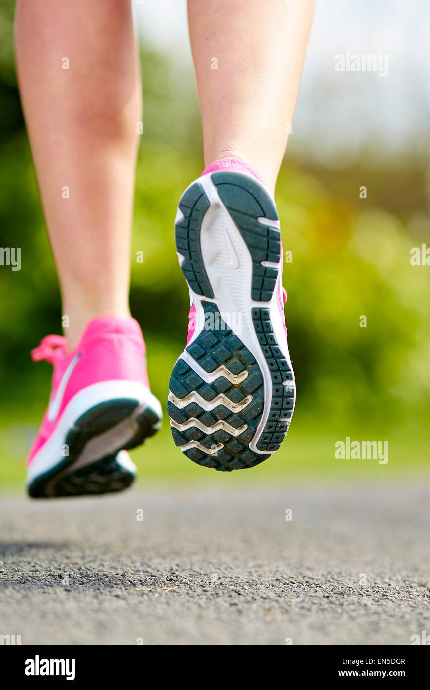 Close up of runners feet Stock Photo