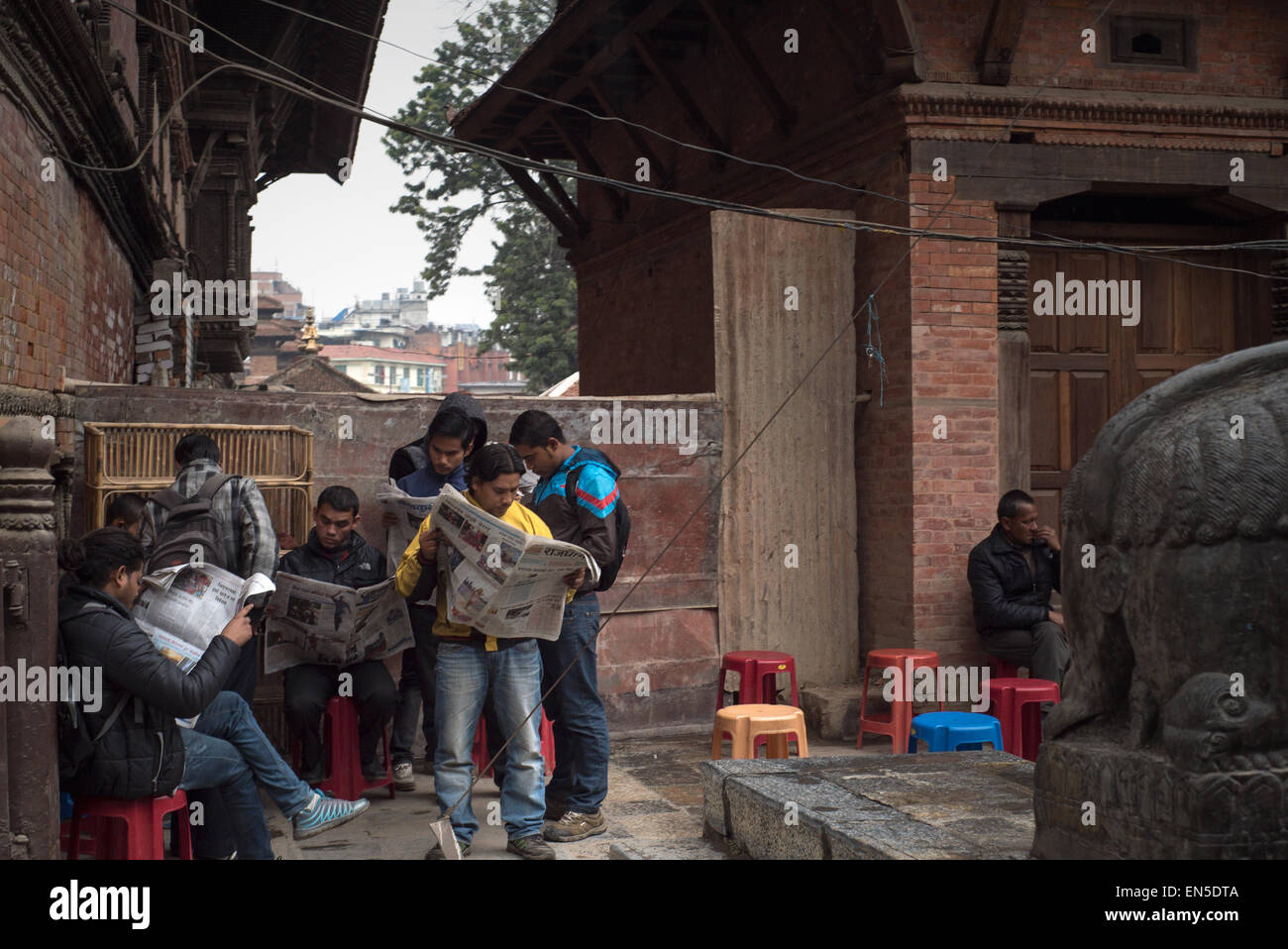 Basantapur Durbar Square in Kathmandu few months before the 7.8 magnitude earthquake that killed thousands Stock Photo