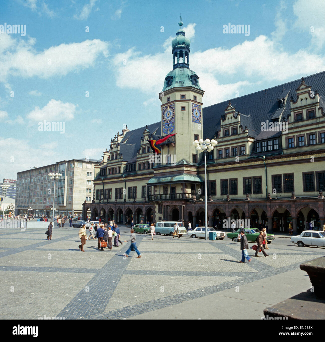 Aussicht auf das Alte Rathaus von Leipzig; DDR 1970er Jahre. View on the old town hall of Leipzig, Leipzig, DDR 1980s. Stock Photo