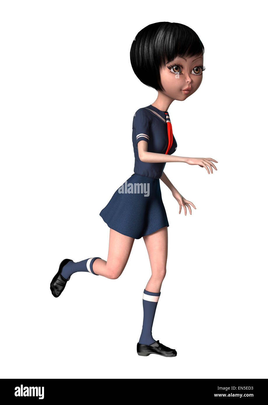 3D digital render of a cute Japanese schoolgirl isolated on white ...
