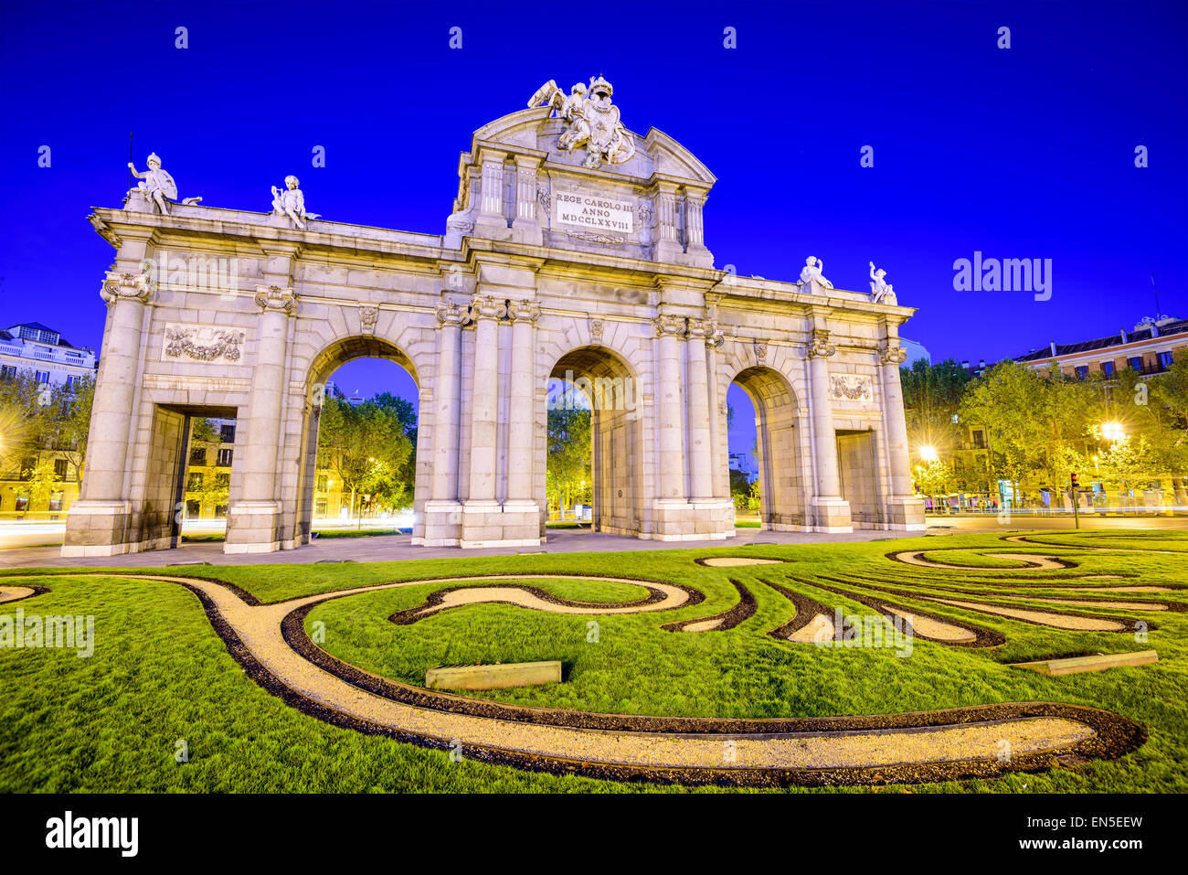 Madrid, Spain at Puerta de Alcala gate. Stock Photo