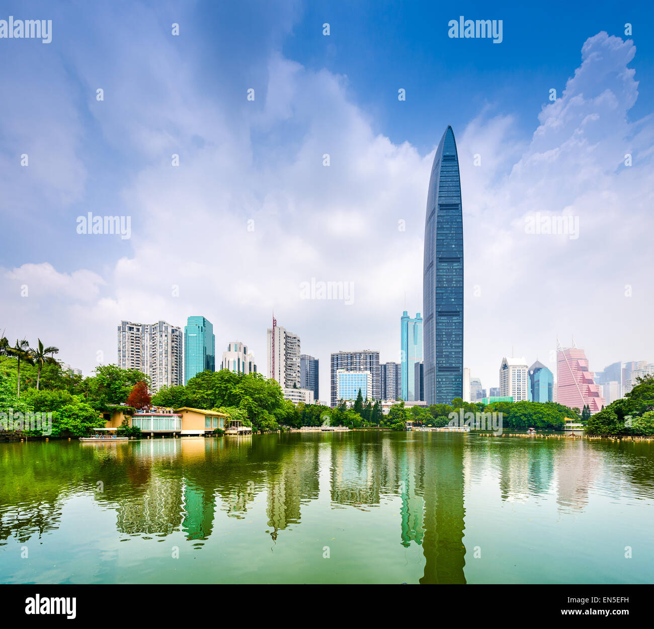 Shenzhen, China cityscape at Lychee Park. Stock Photo