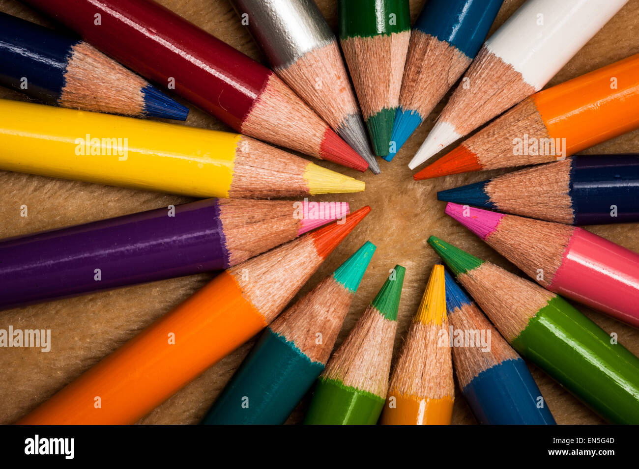 Colorful wooden pencils Stock Photo