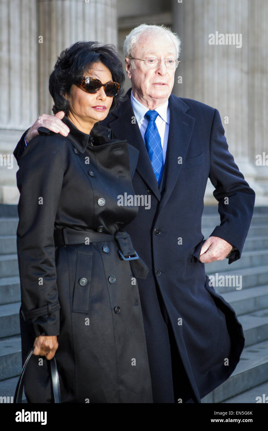 Shakira Baksh and Michael Caine attend a memorial service for the late British hairdresser Vidal Sassoon at St Paul's Cathedral. Stock Photo