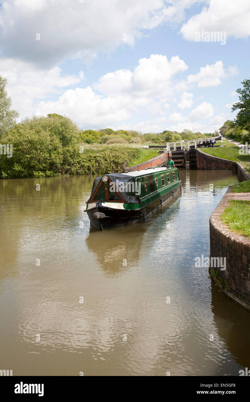 Caen Hill flight of locks on the Kennet and Avon canal Devizes, Wiltshire, England Stock Photo
