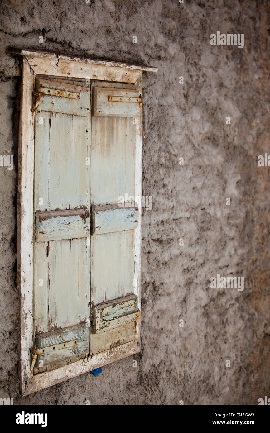 House Facade in Syros Island in the Greek Islands Stock Photo