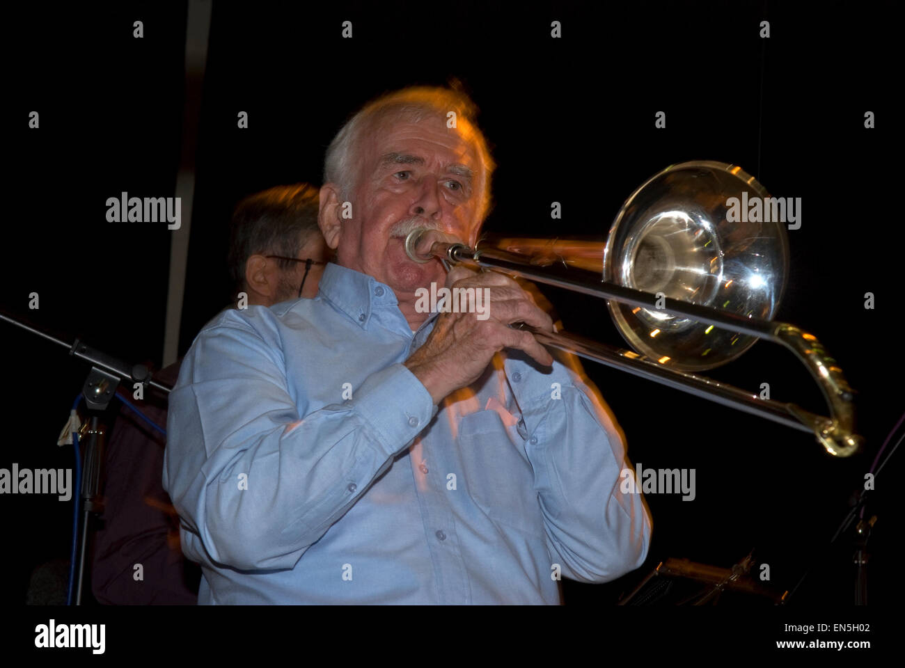 Jazz musician entertaining the drinkers at Farnham BEEREX FESTIVAL, Surrey, UK. Stock Photo