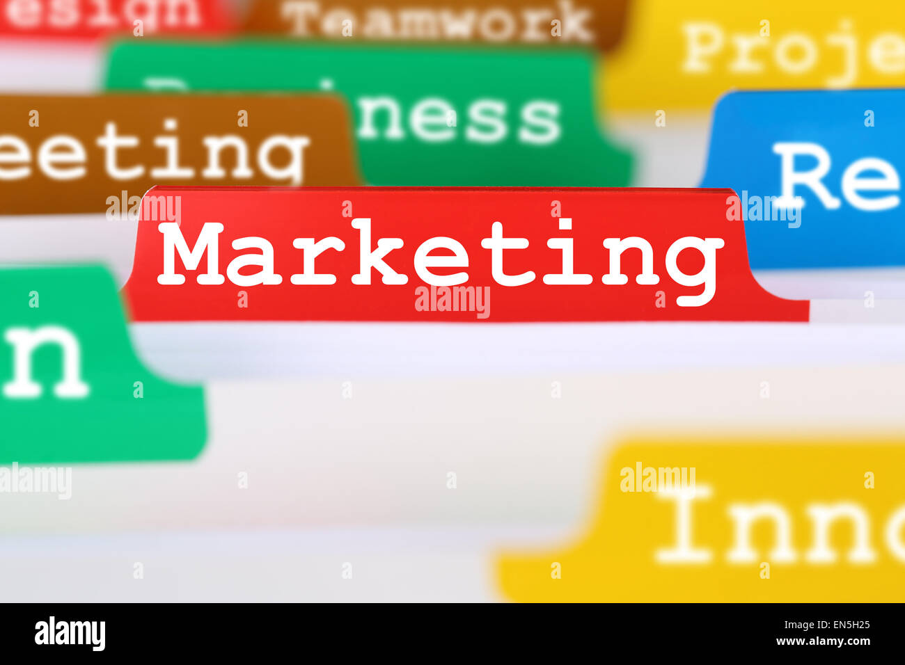 Success or successful marketing and advertisement office text on register in business documents Stock Photo
