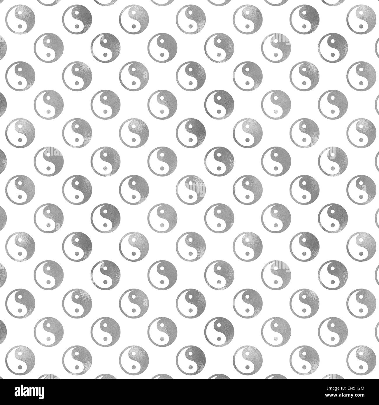Silver Gray Faux Foil Yin Yang Metallic Taoism Balance Chinese Tao Symbol Background Texture Pattern Stock Photo