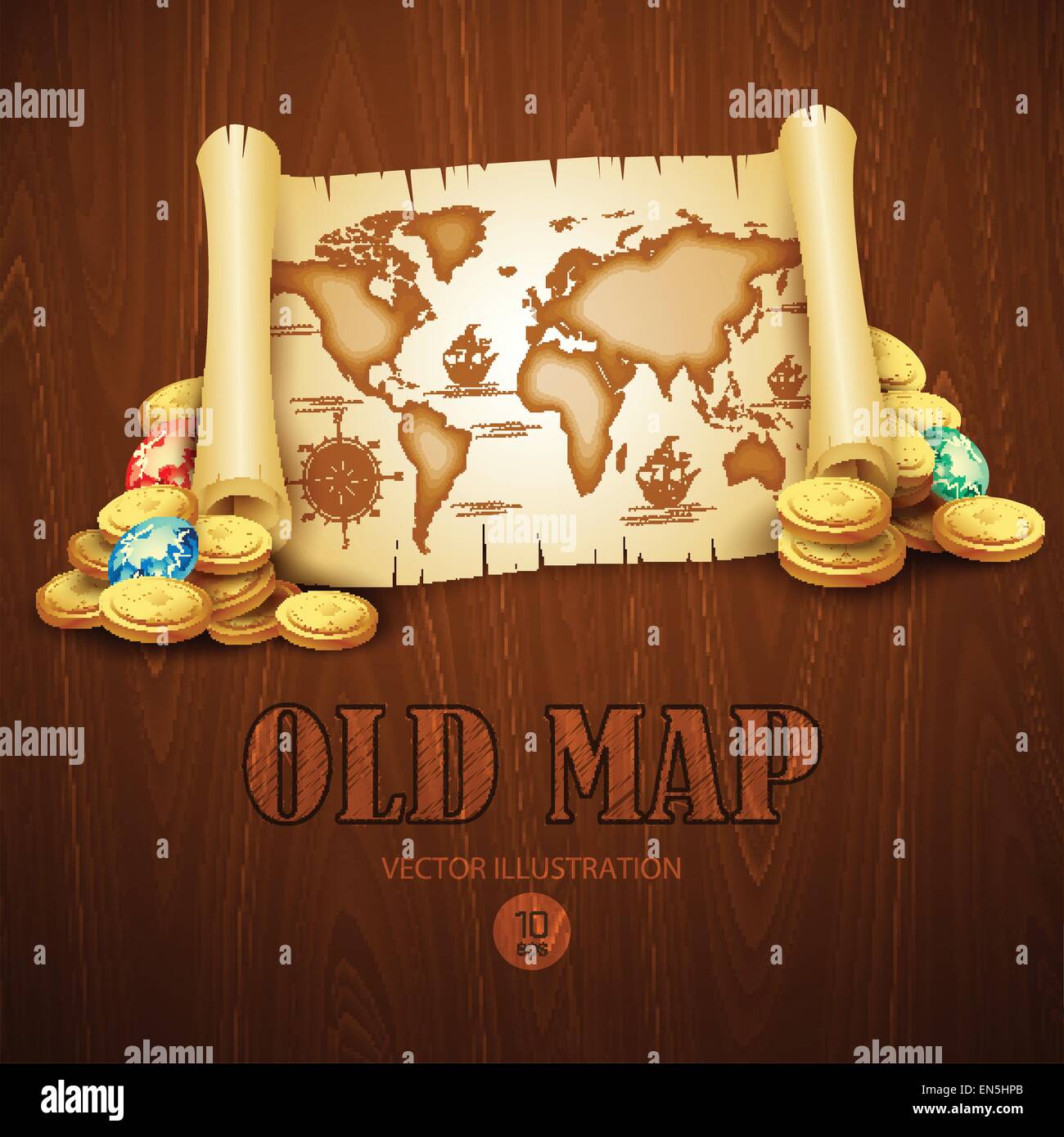 Old vintage map. Vector illustration EPS 10 Stock Vector
