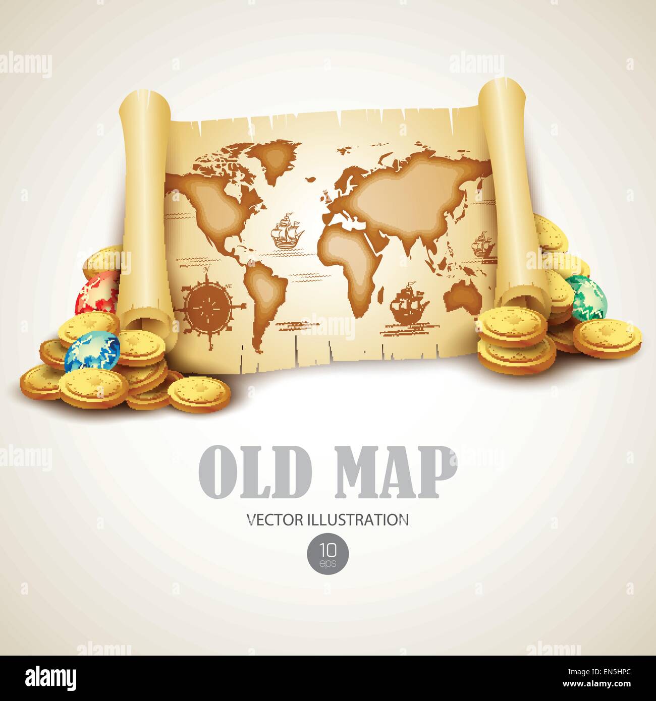 Old vintage map. Vector illustration EPS 10 Stock Vector