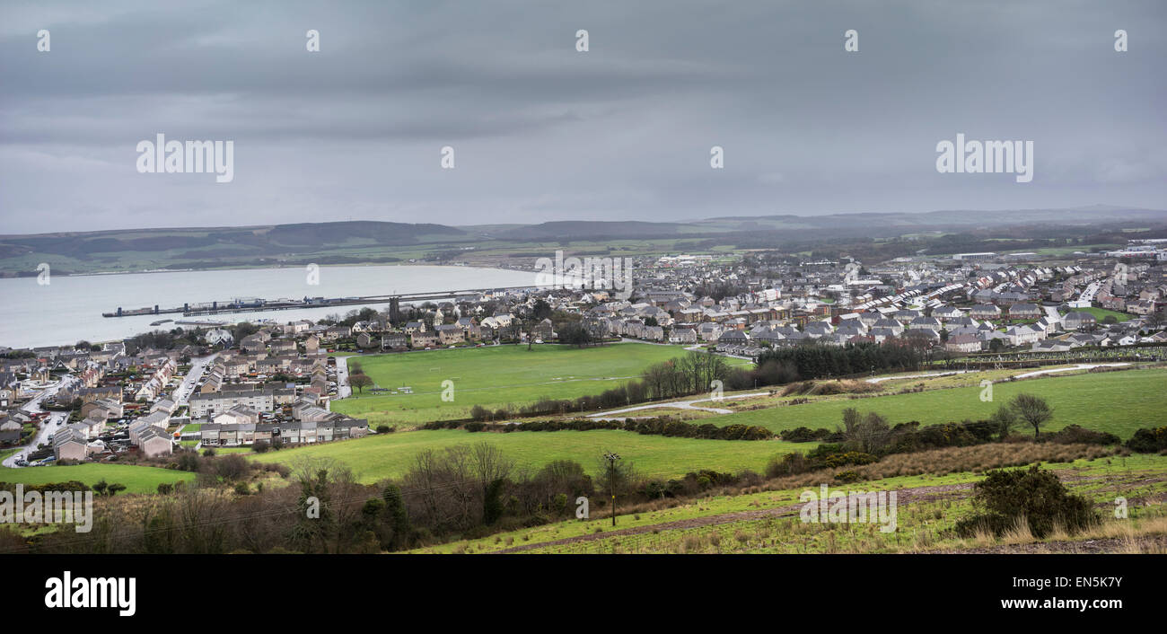 View over Stranraer & Loch Ryan in Scotland. Stock Photo
