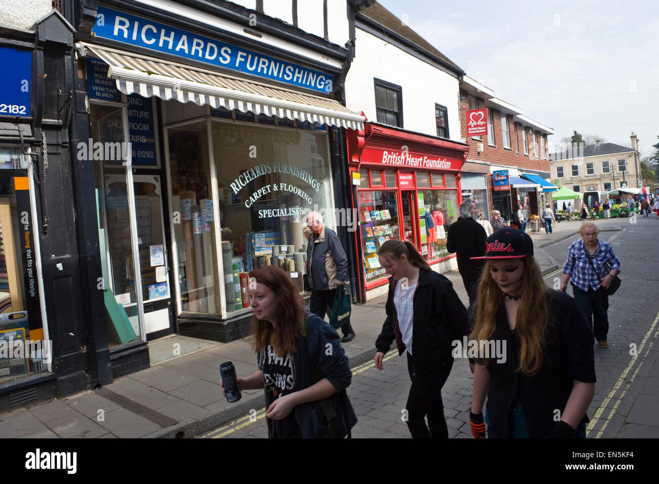 Local shops in town of Leominster Herefordshire England UK Stock Photo