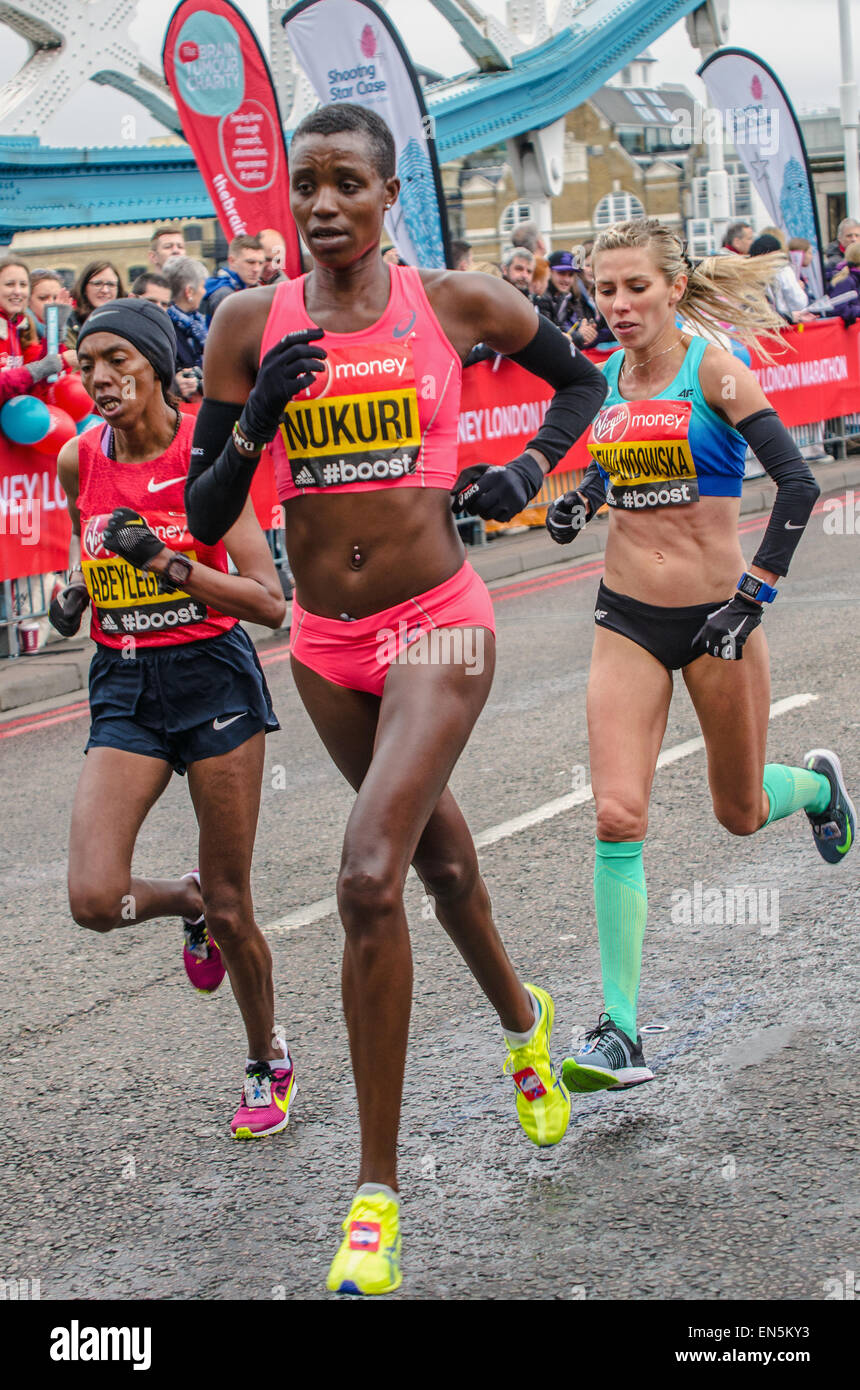 Diane Nukuri at London Marathon 2015 Stock Photo