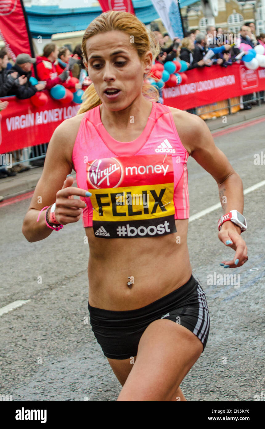 Ana Dulce Felix running in the London Marathon 2015 Stock Photo - Alamy