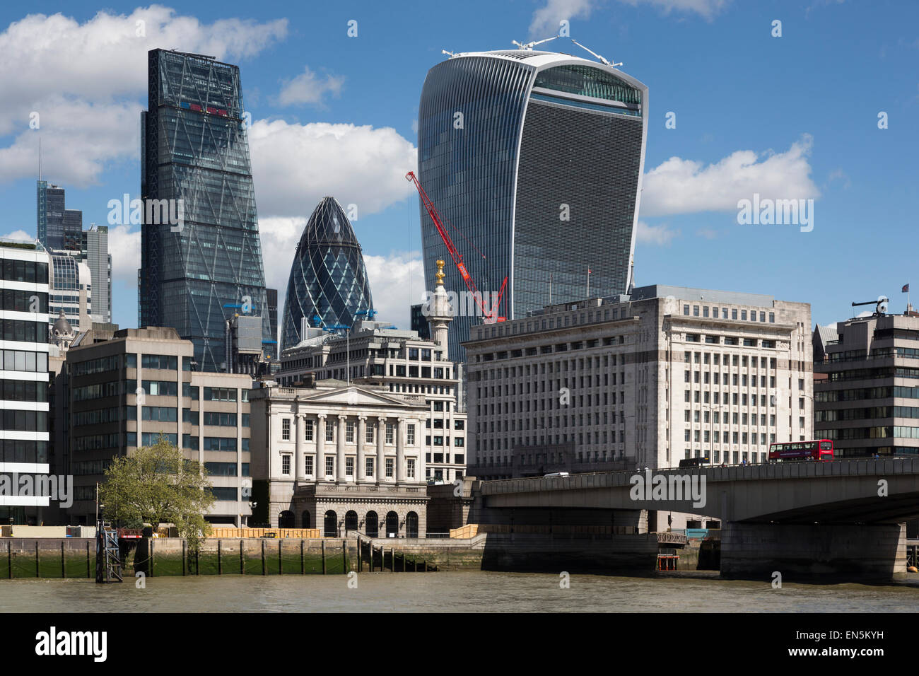 City of London skyline with London Bridge. Skyscrapers Gherkin, Cheesegrater and Walkie Talkie, London, England, UK Stock Photo