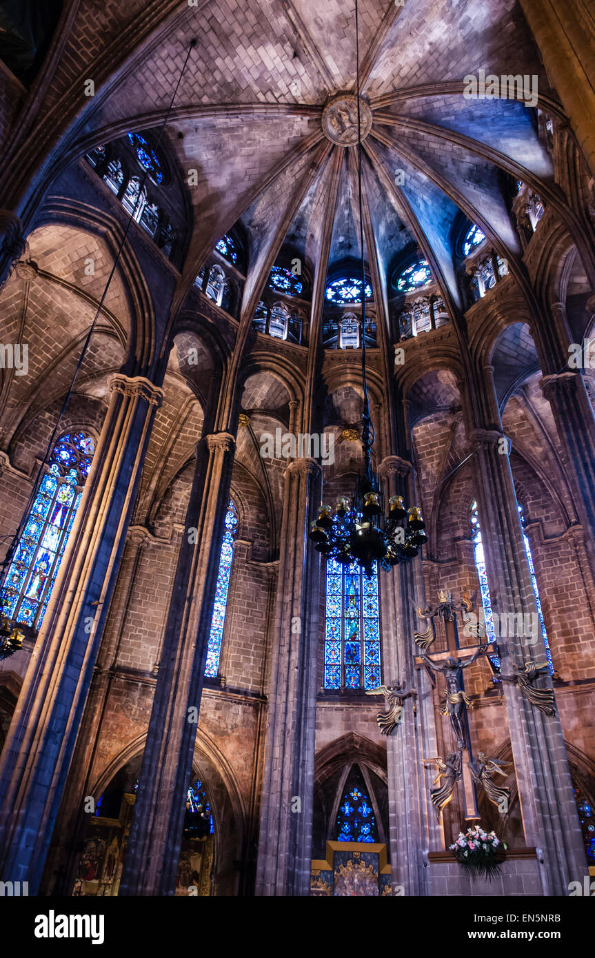 Catedral de la Santa Cruz y Santa Eulalia de Barcelona, Barcelona's cathedral, Catedral de Barcelona, Arzobispado de Barcelona, Catalonia, Spain Stock Photo