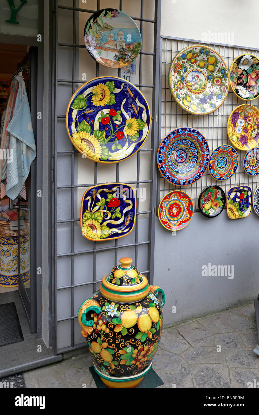Hand painted ceramic gallery display, Ravello, Italy Stock Photo Alamy