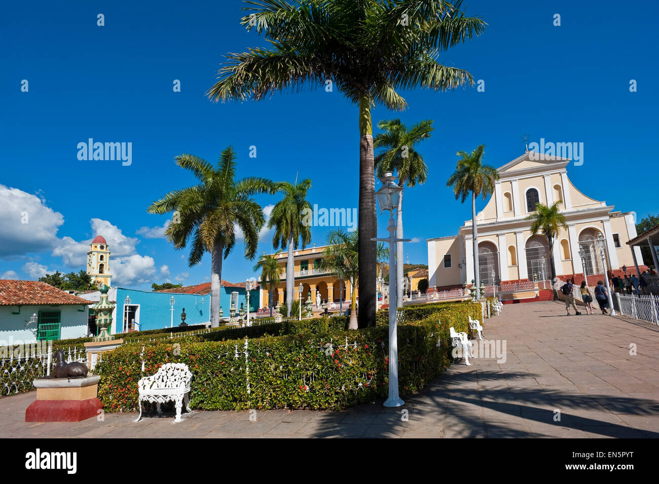 Horizontal view of Plaza Mayor in Trinidad, Cuba. Stock Photo