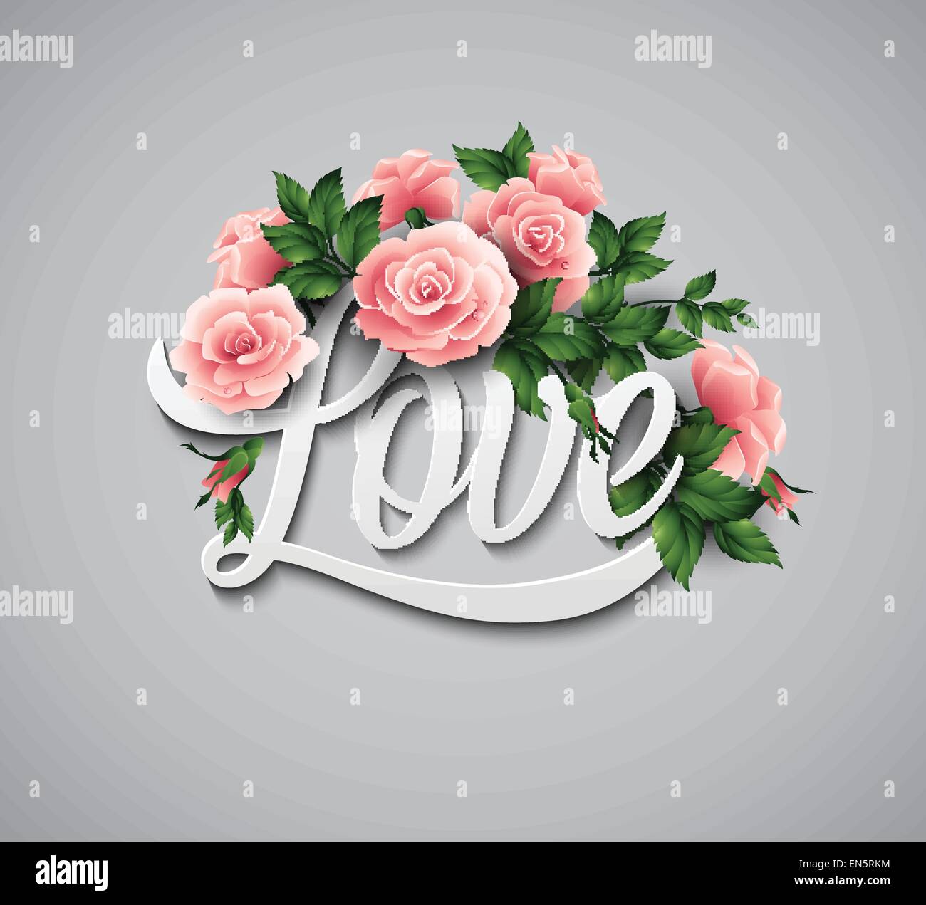 Word Love with flowers. Vector illustration EPS 10 Stock Vector Image ...
