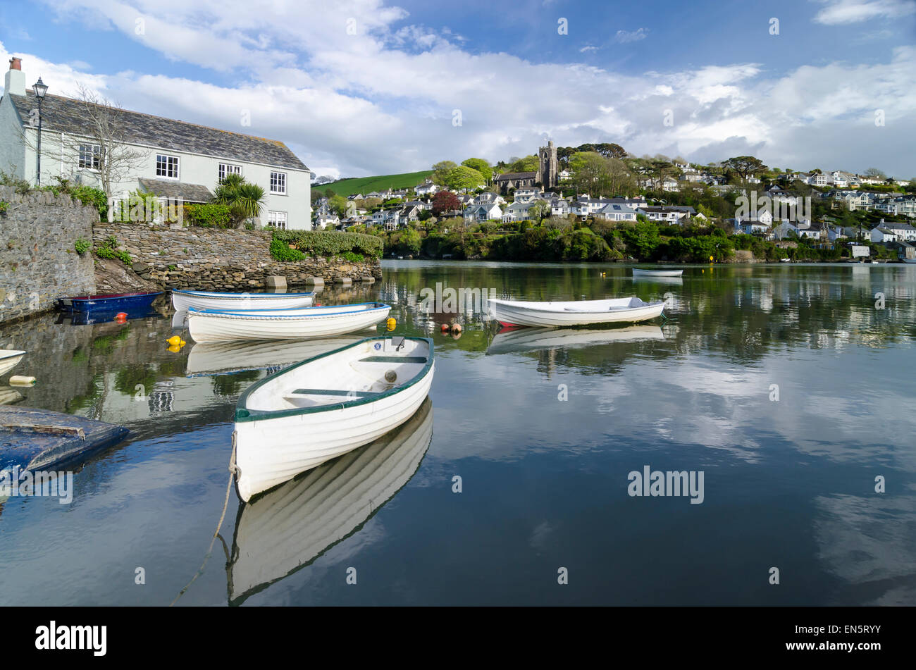Noss Mayo viewed across the river Yealm  from Newton Ferrers Devon Stock Photo