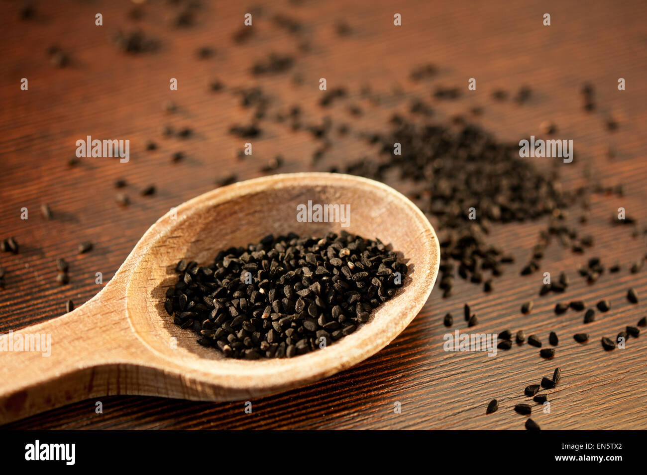 Black whole Nigella Sativa seeds Stock Photo