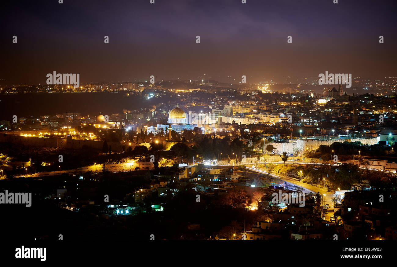 Jerusalem Lights at Night Stock Photo Alamy