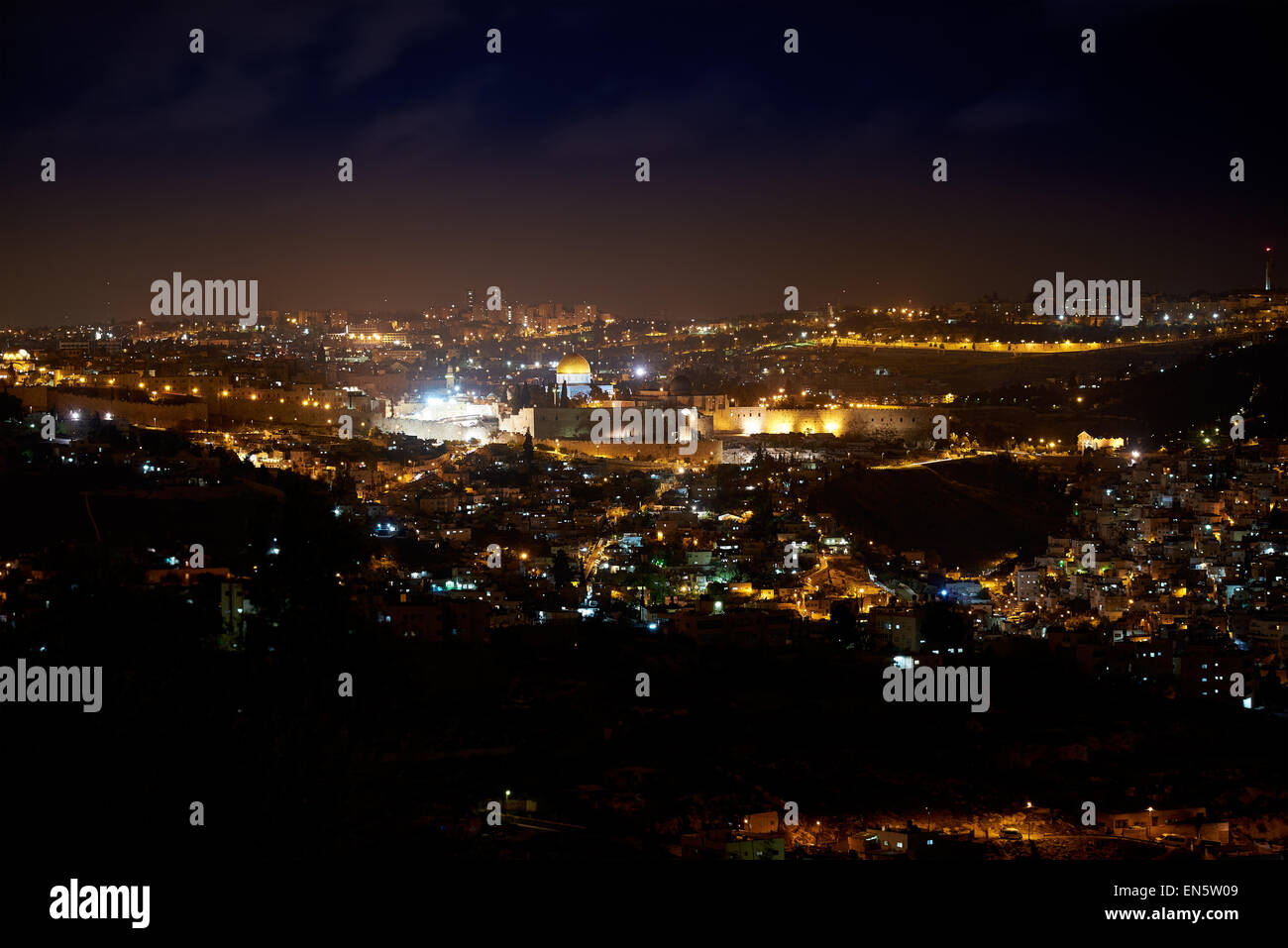 Jerusalem Lights at Night Stock Photo Alamy