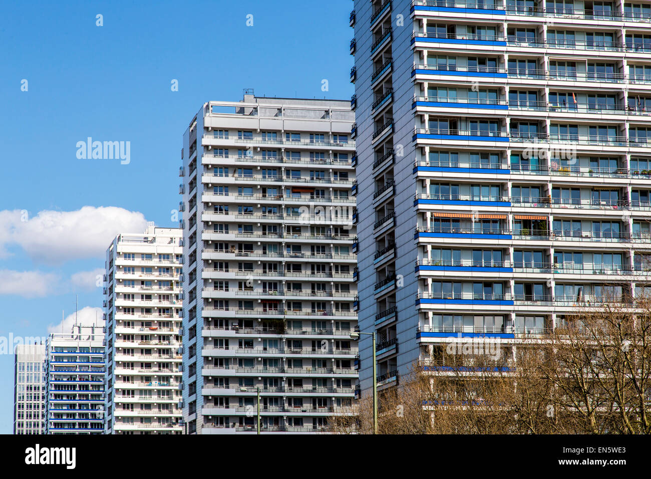 Apartment sky scrapers, up to 25 floors, build in ther 1960's, east