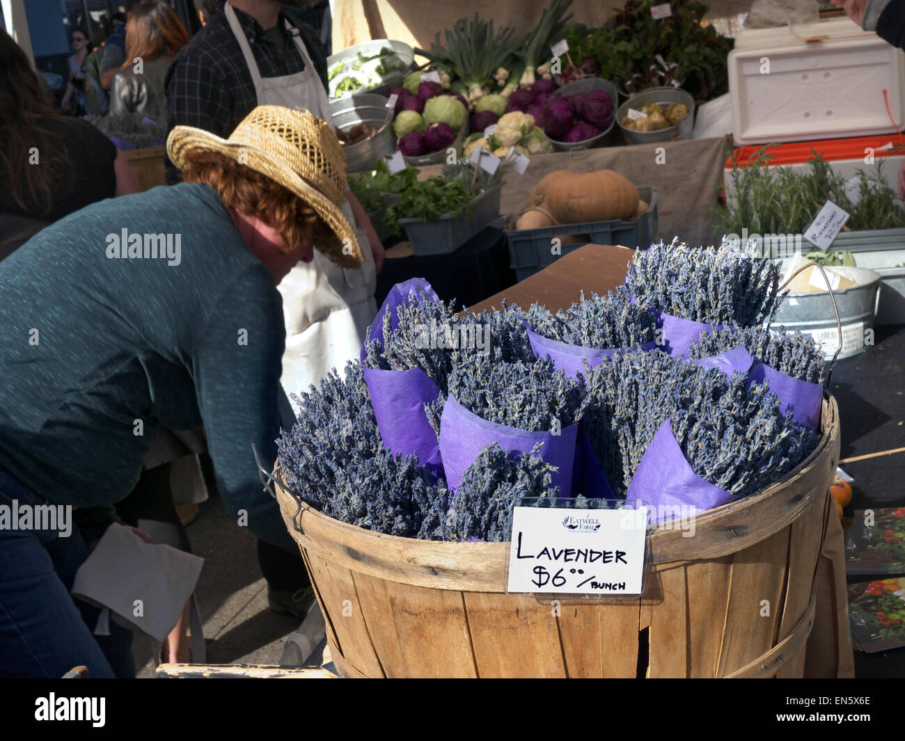 Farmers Market lavender stall selling at 6 pr bunch at The Ferry