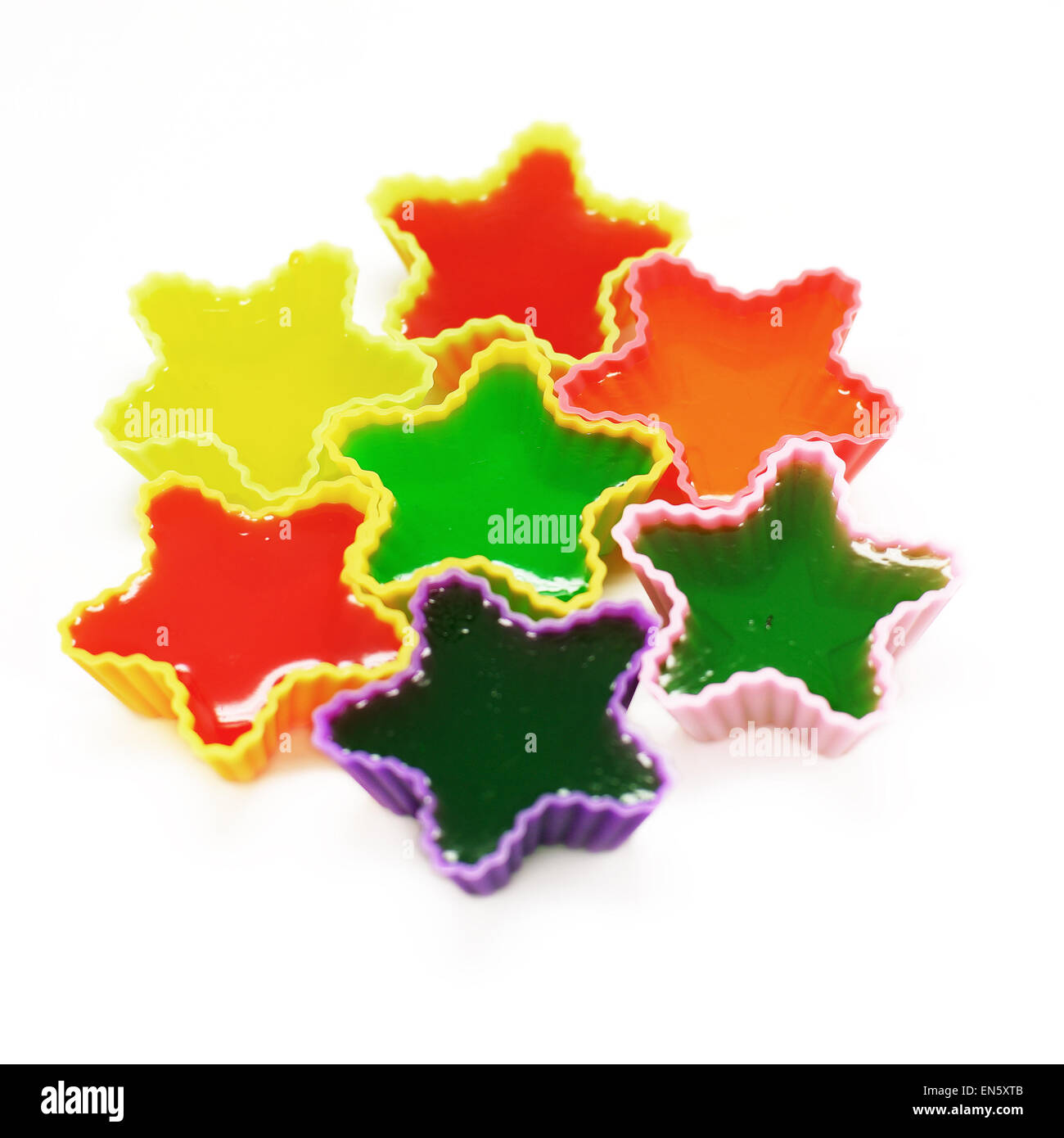 colorful gelatin or jelly dessert isolated on white background Stock