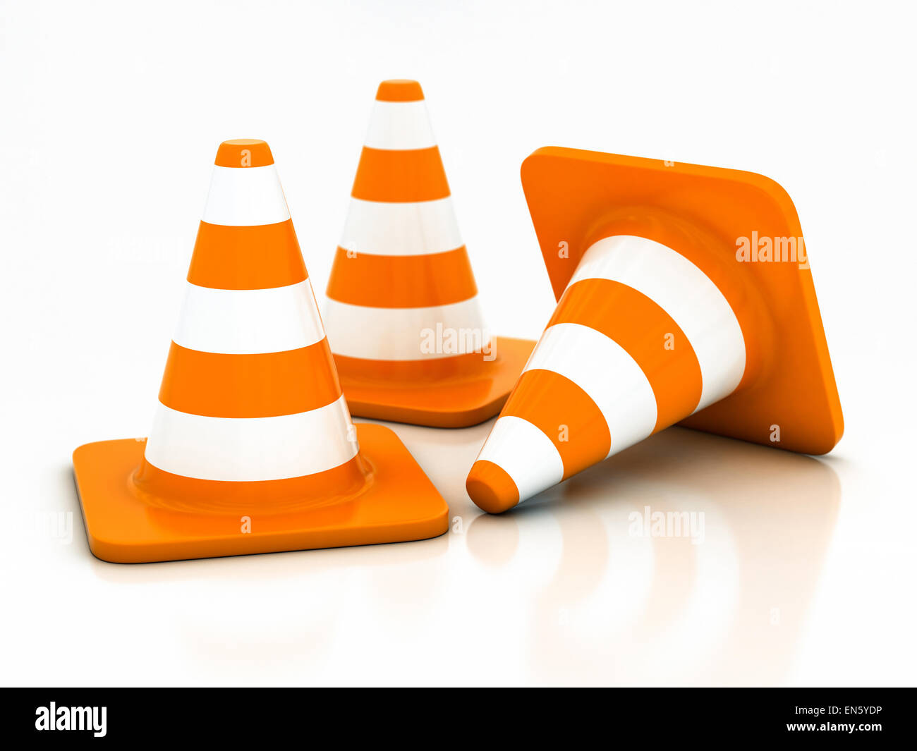 orange highway traffic cone on a white background Stock Photo