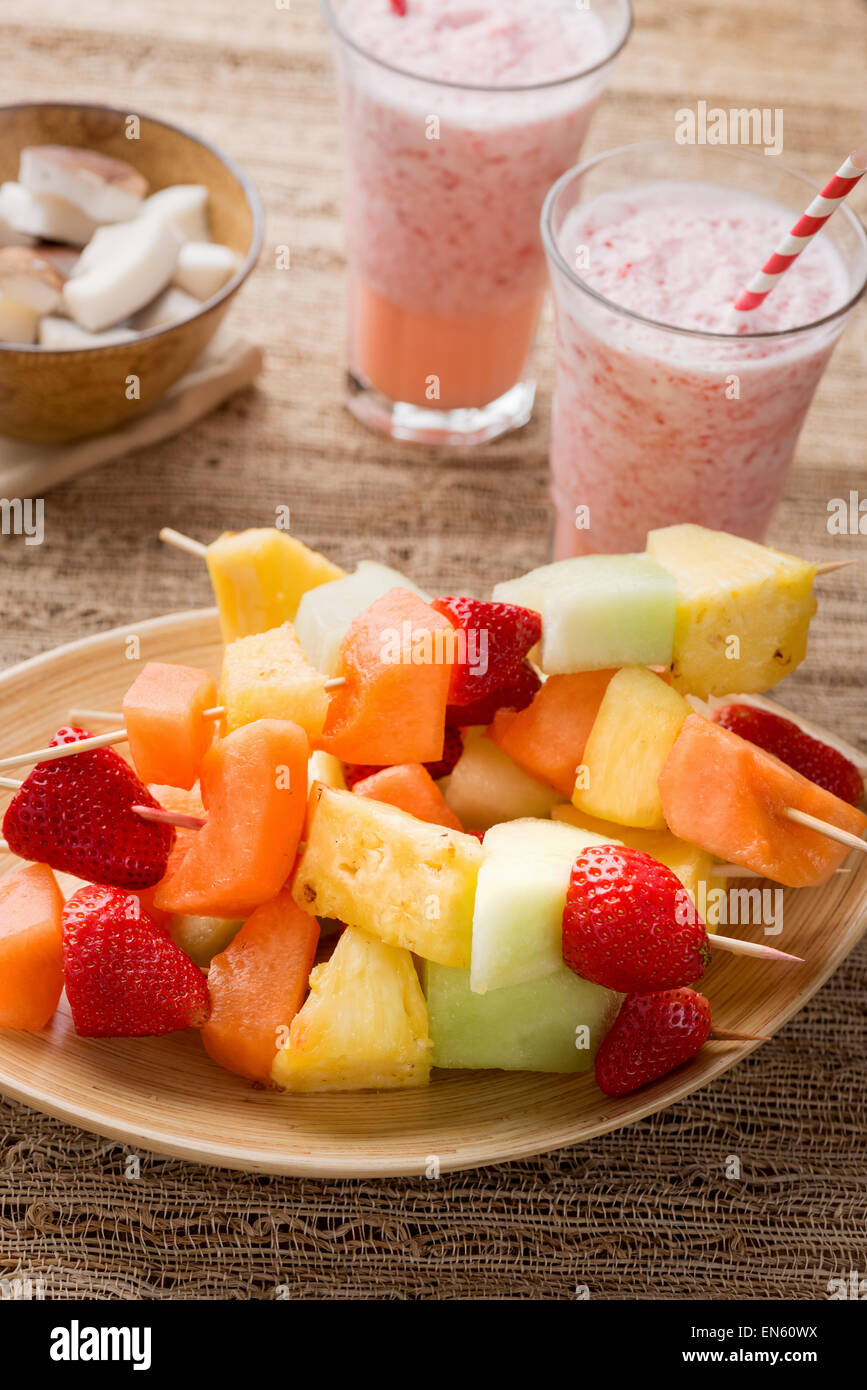 Pineapple melon fruit salad hi-res stock photography and images - Alamy