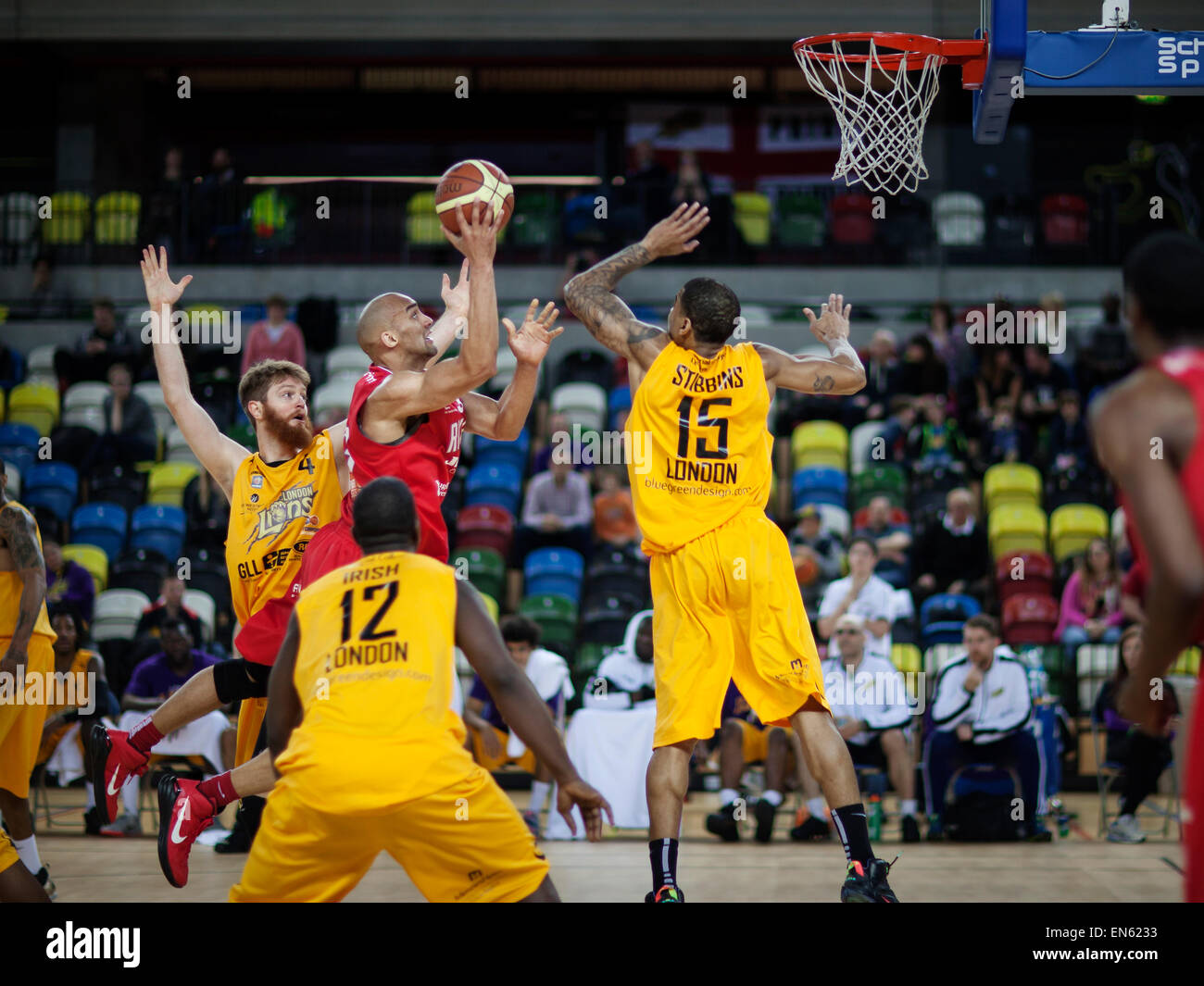 London Lions Vs Leicester Riders game in the British Basketball League Stock Photo