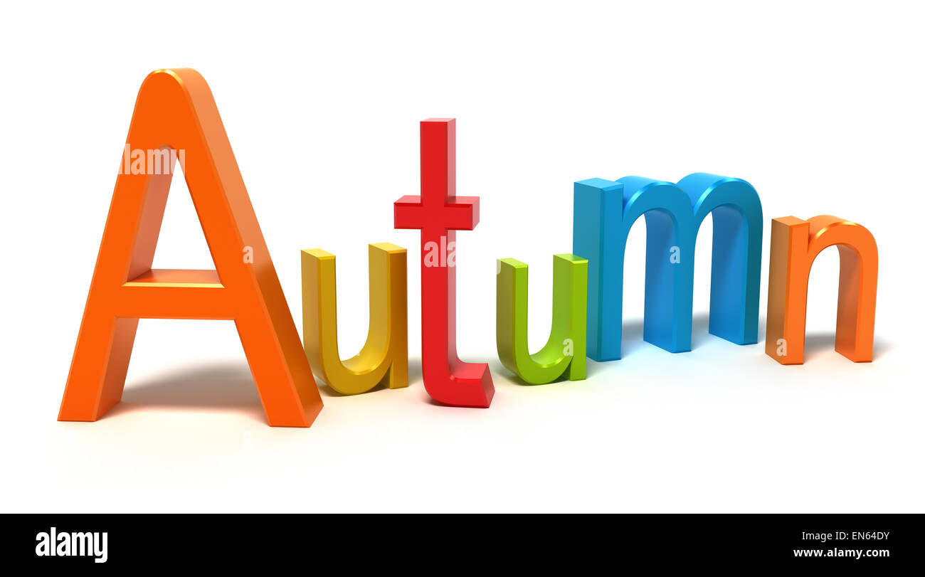 Word autumn with colourful letters. 3D concep Stock Photo