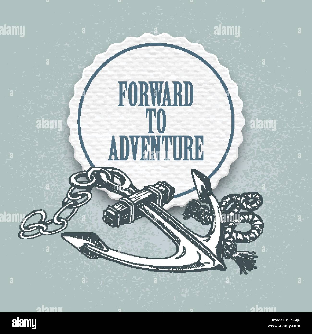 Forward to the adventure. Vector hand drawn illustration of an anchor Stock Vector