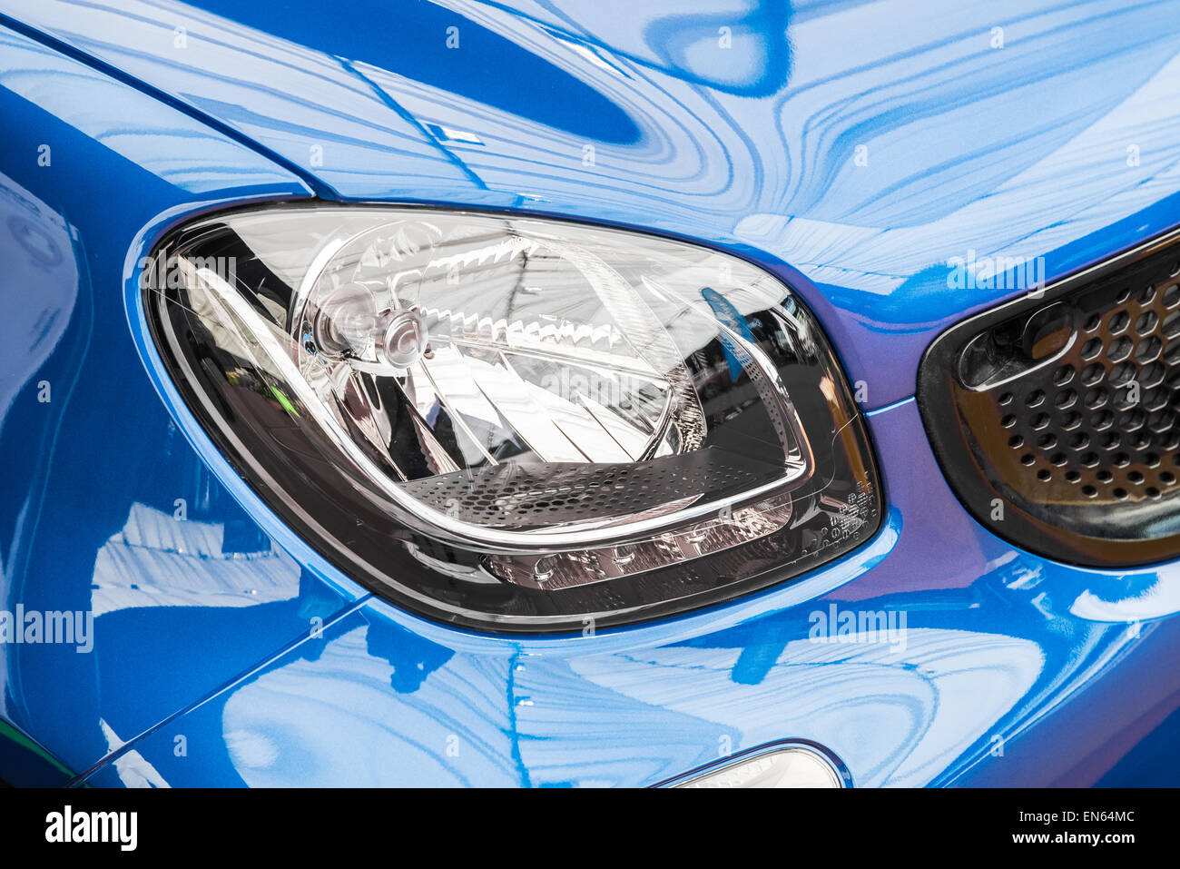 Blue Car Head Light Front View Stock Photo Alamy