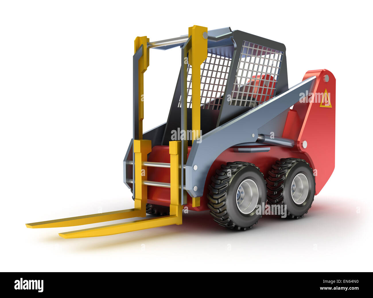 Forklift machine, isolated on white. 3D render. Stock Photo
