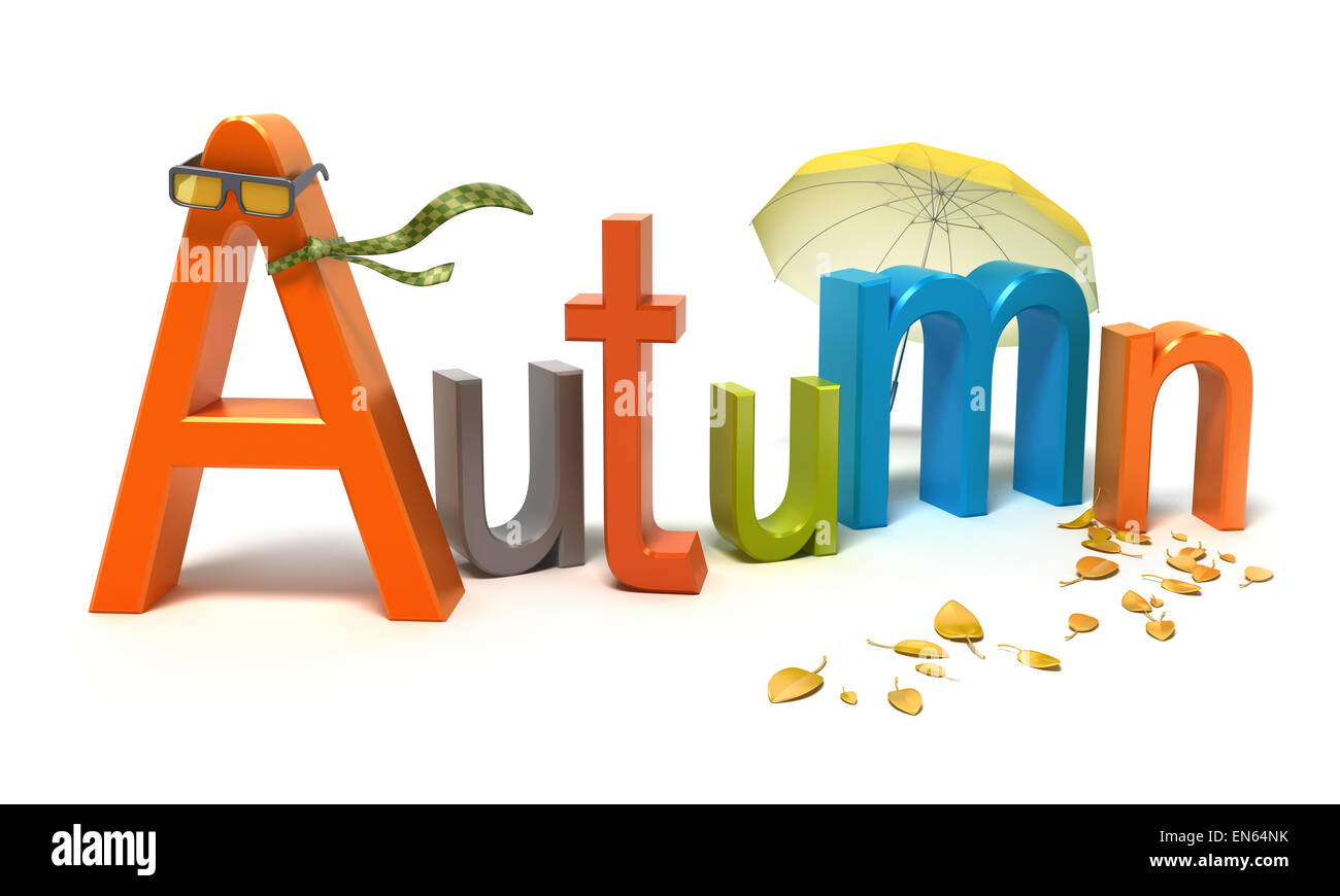 Word autumn with colourful letters. 3D concept Stock Photo
