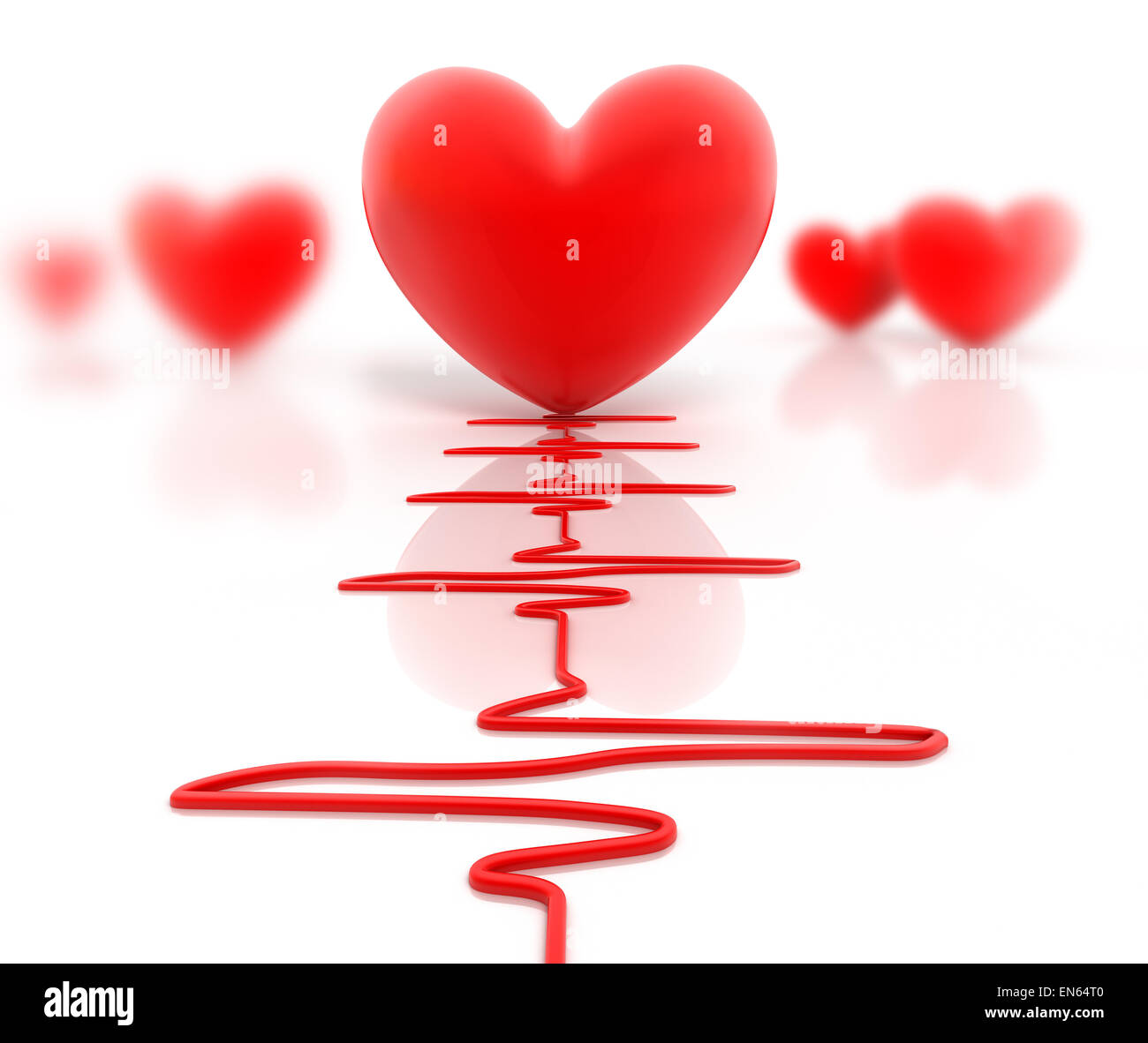 Red heart and cardiogram isolated on white Stock Photo - Alamy