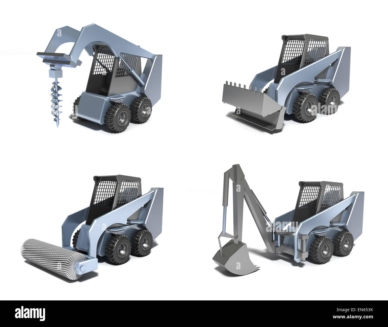 Small tractors. 3D image. Stock Photo