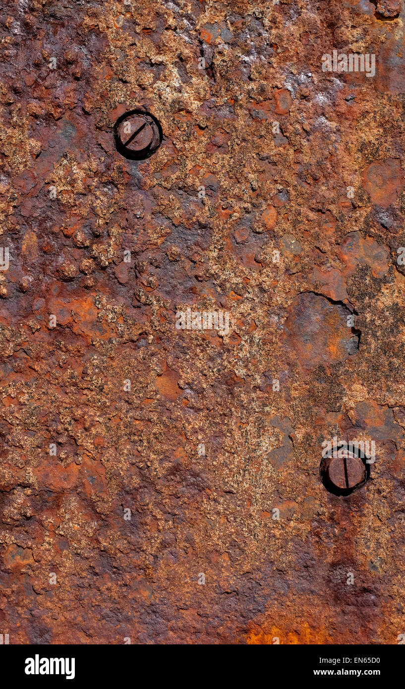 Rusty corroded metal panel background Stock Photo