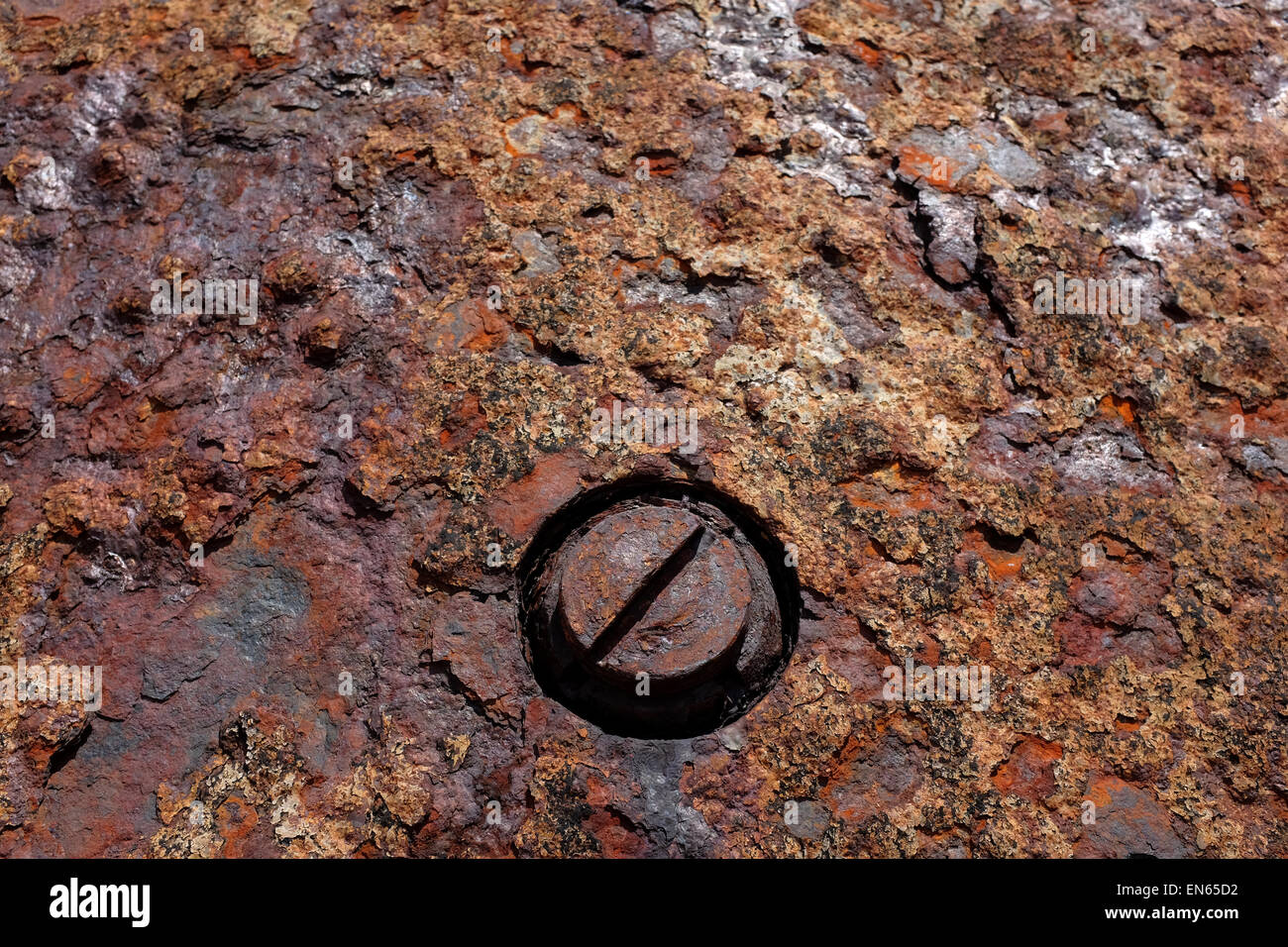 Rusty corroded metal panel background Stock Photo