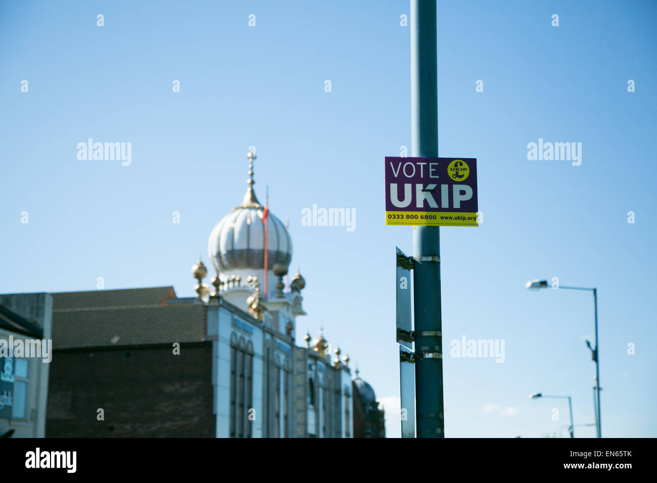 Smethwick UK. 26, April, 2015. UKIP posters on Smethwick High Street