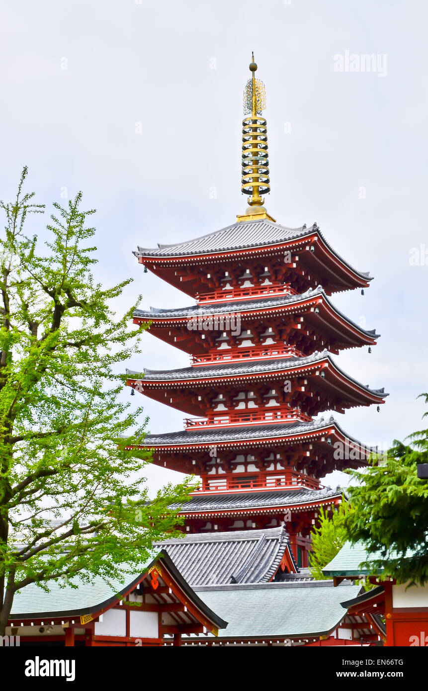 Five storied Pagoda of Senso-ji temple Stock Photo
