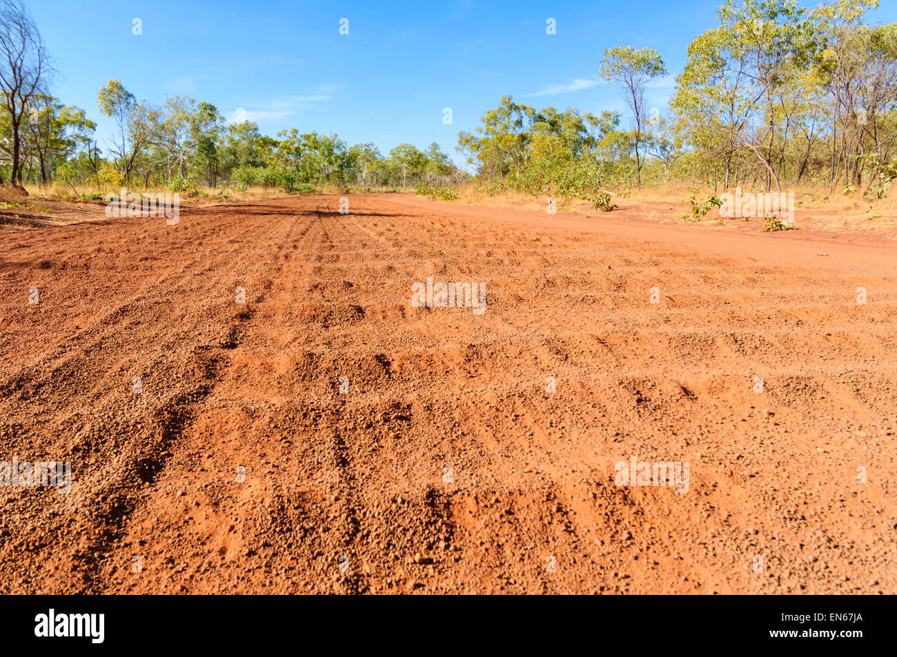 Corrugated Dirt Road, Mitchell Plateau, Kimberley Region, Western Australia, WA, Australia Stock Photo
