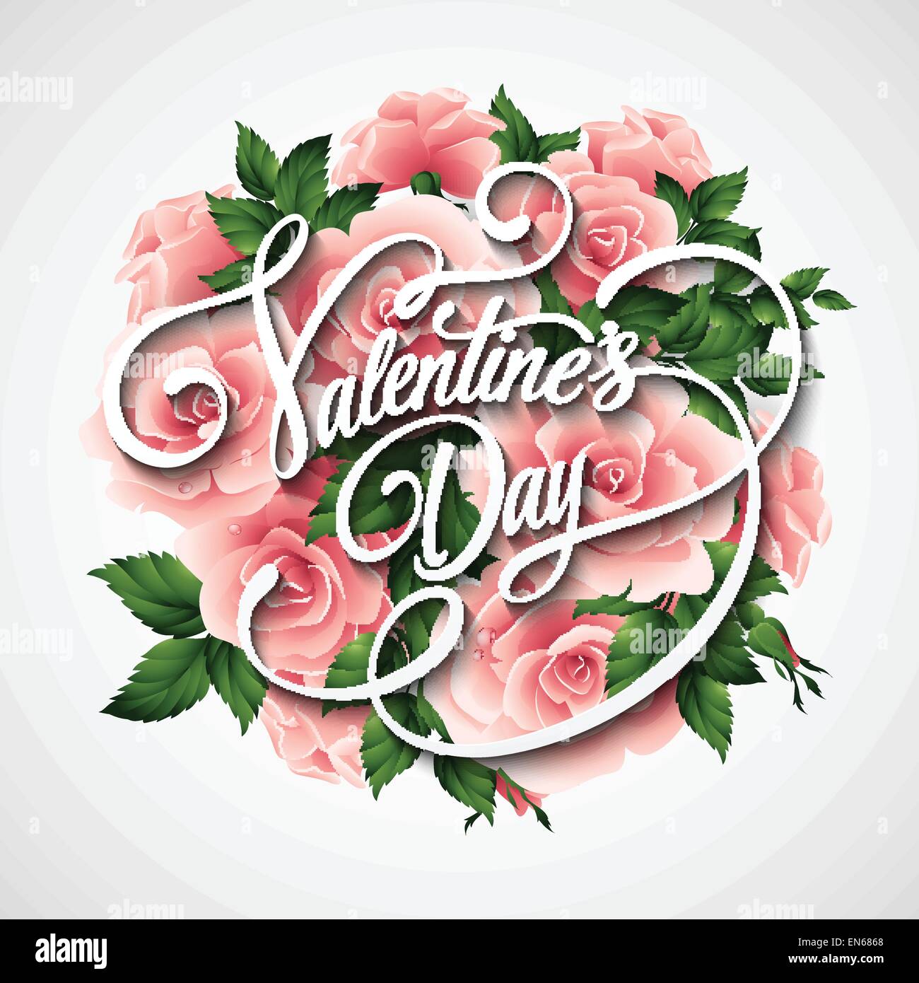 Valentines Day Card With Beautiful Roses Vector Illustration Stock