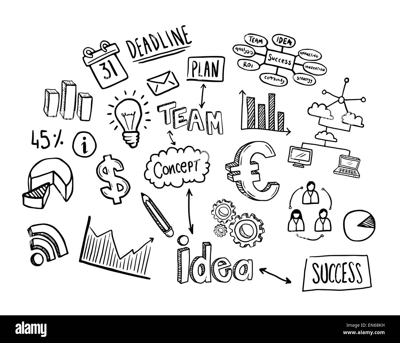 Hand drawn business icons vector Stock Vector