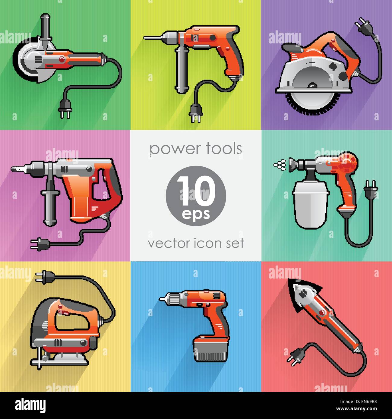 Power tool set. Vector illustration. Builder equipment Stock Vector Image & Art Alamy