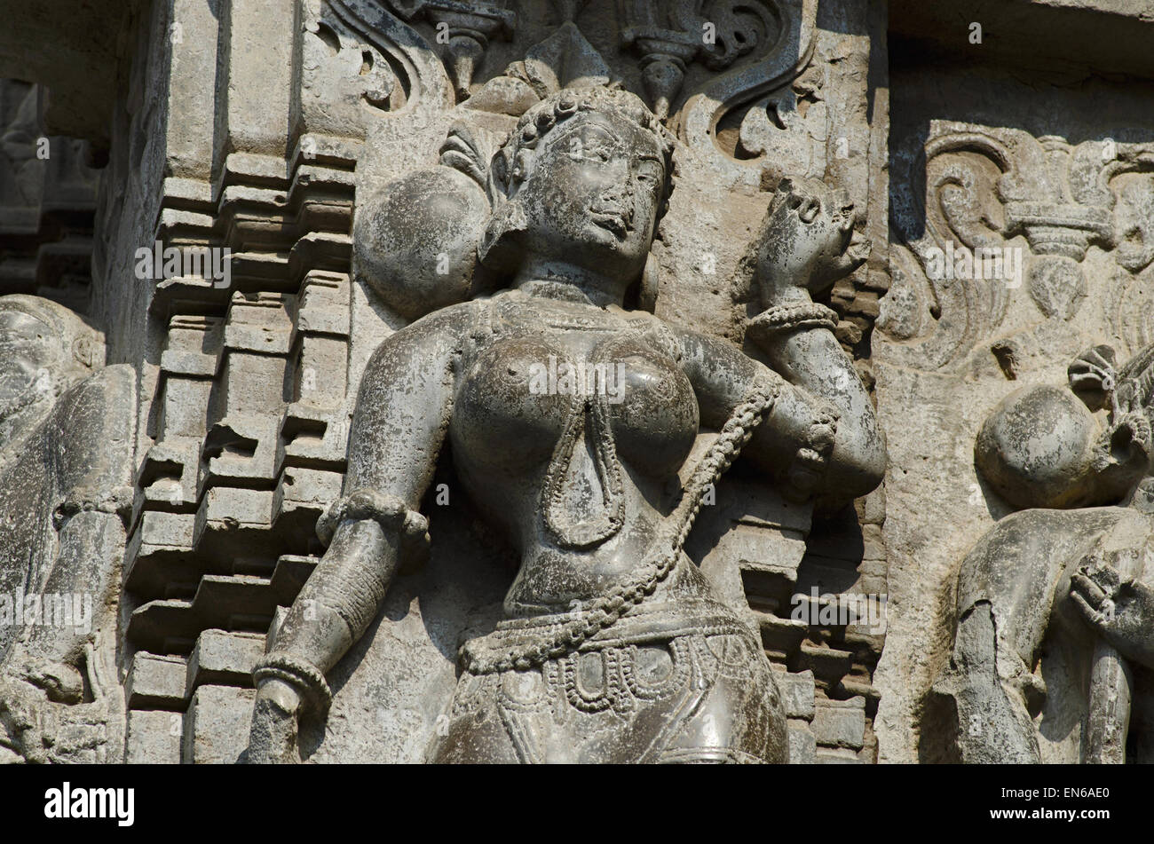 Carved exterior view of Kopeshwar Temple, Khidrapur, Maharashtra, India Stock Photo